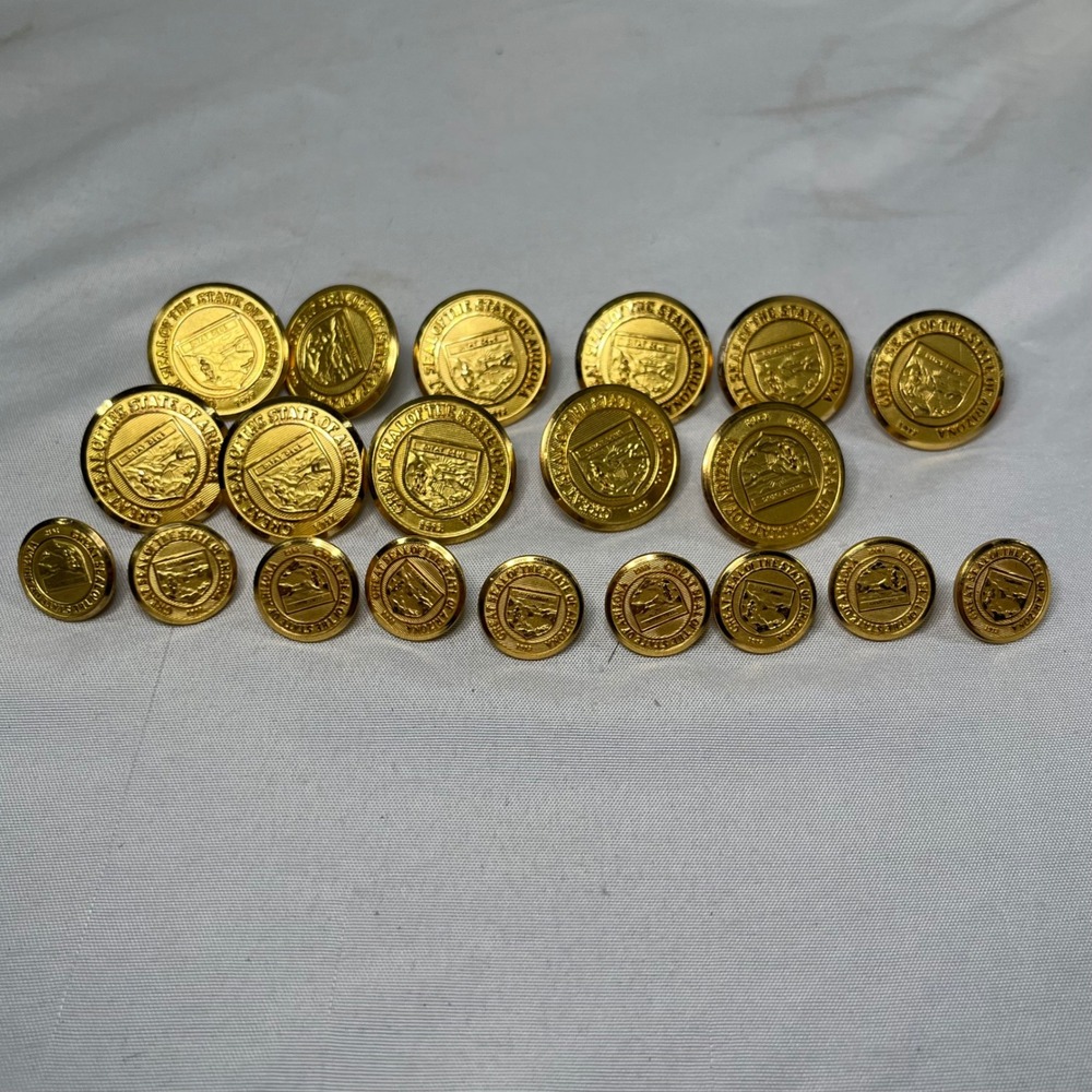 Waterbury Button Co Arizona State Seal Gold Tone Blazer Buttons Set of 20